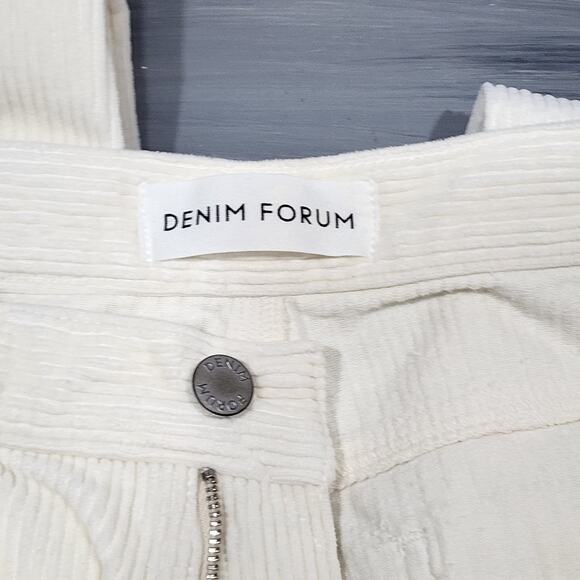Denim Forum The Arlo High Rise Straight Courduroy Pants Ivory Size 30 - Picture 4 of 14